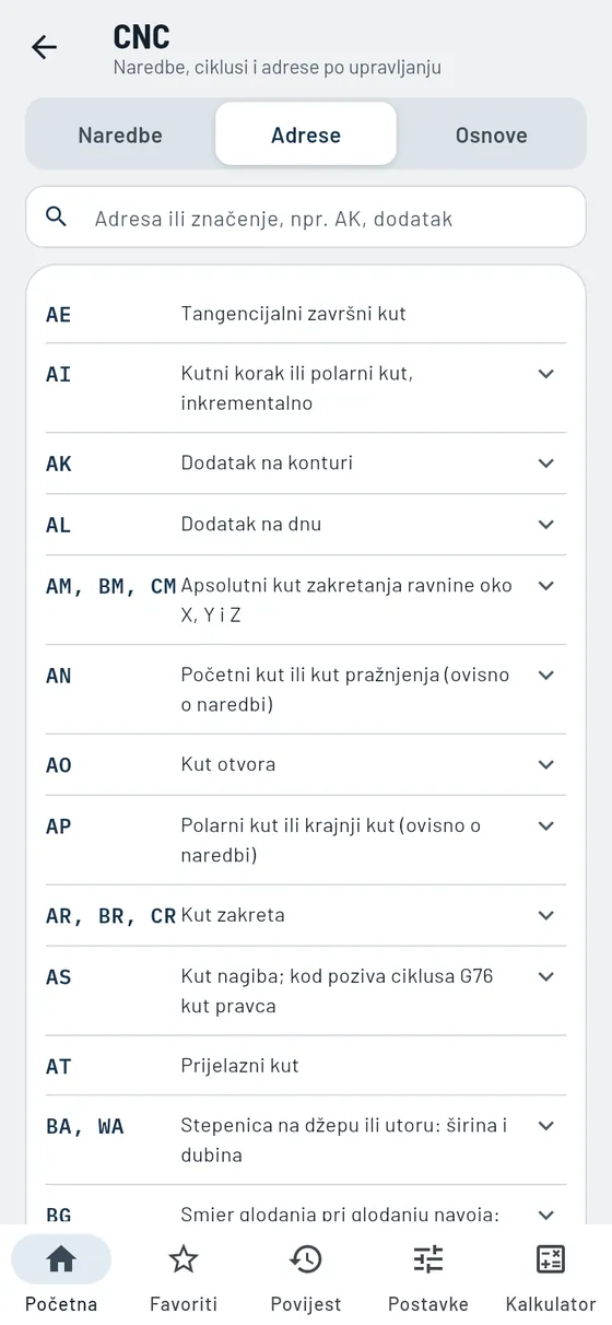 Gesello: CNC – adrese s pretraživanjem
