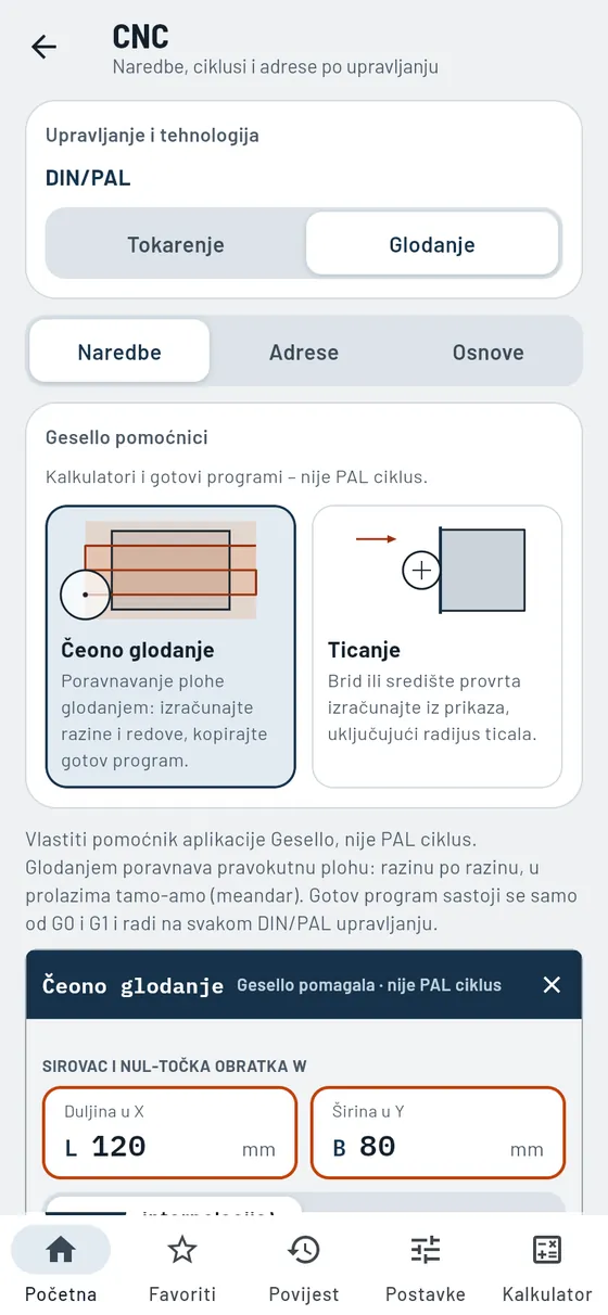 Gesello: CNC – pomoćnik: čeono glodanje
