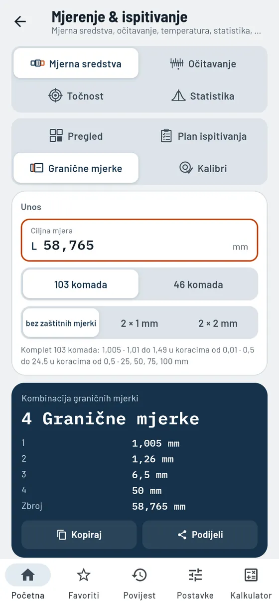 Gesello: mjerenje & ispitivanje – kombiniranje graničnih mjerki