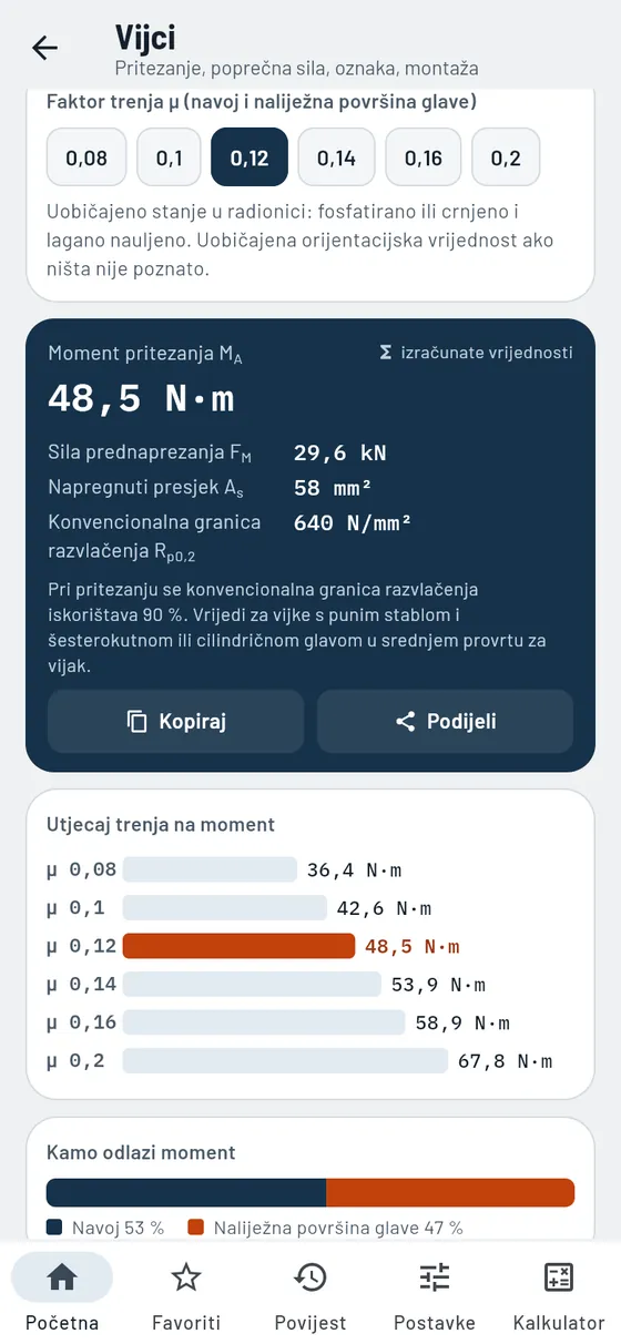 Gesello: vijci – moment pritezanja M10 8.8