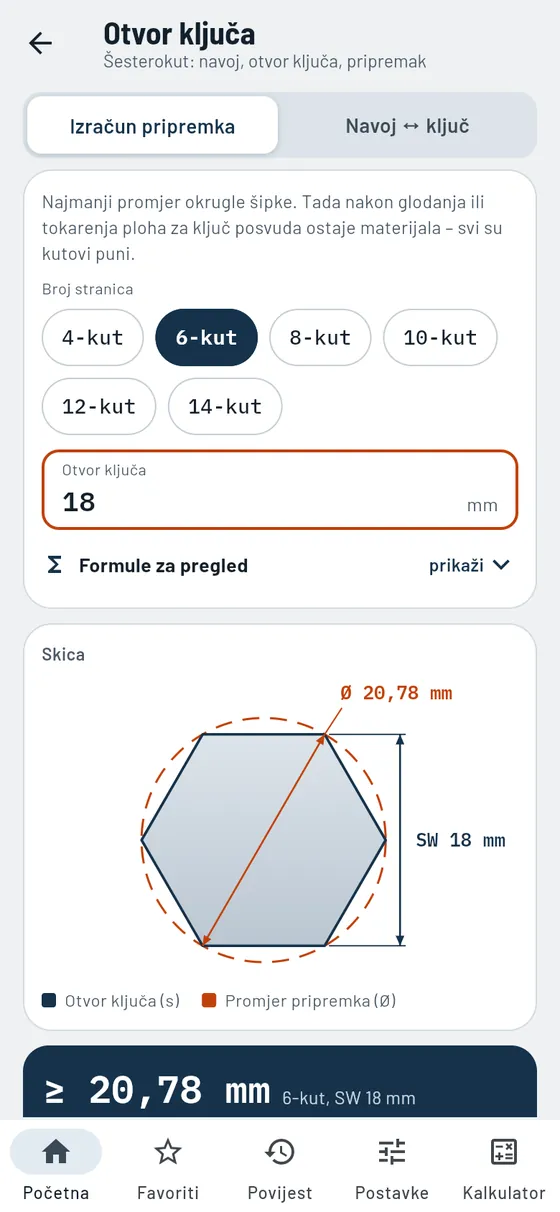 Gesello: otvori ključeva – šesterokut iz okrugle šipke