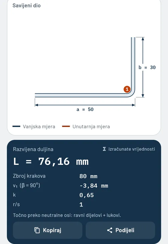 Ovako to izgleda u aplikaciji Gesello: Savijanje