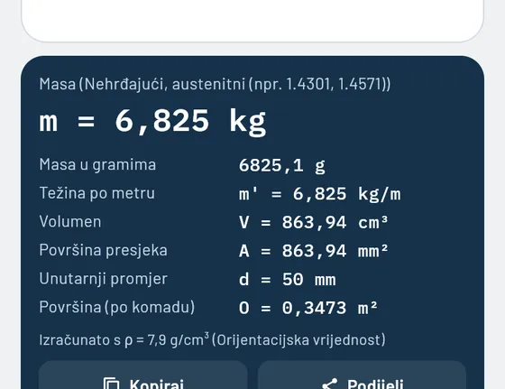 Ovako to izgleda u aplikaciji Gesello: težine