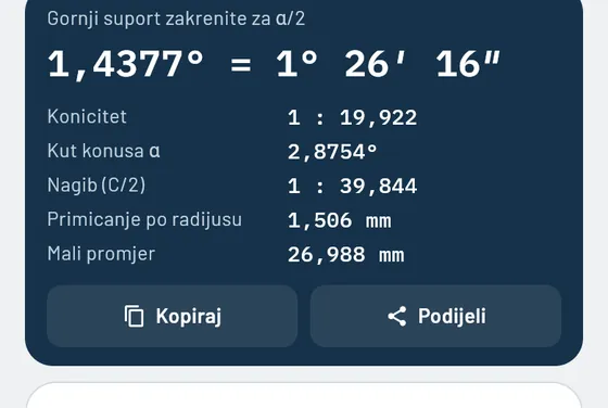 Ovako to izgleda u aplikaciji Gesello: tokarenje konusa