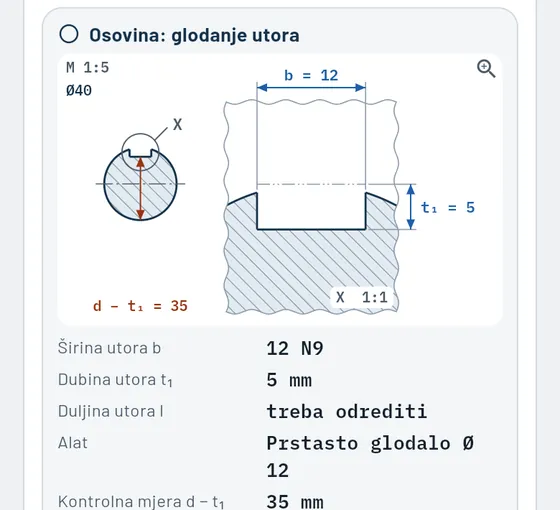 Ovako to izgleda u aplikaciji Gesello: normirani dijelovi