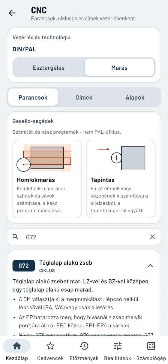 Gesello: CNC – zsebmarási ciklus G72