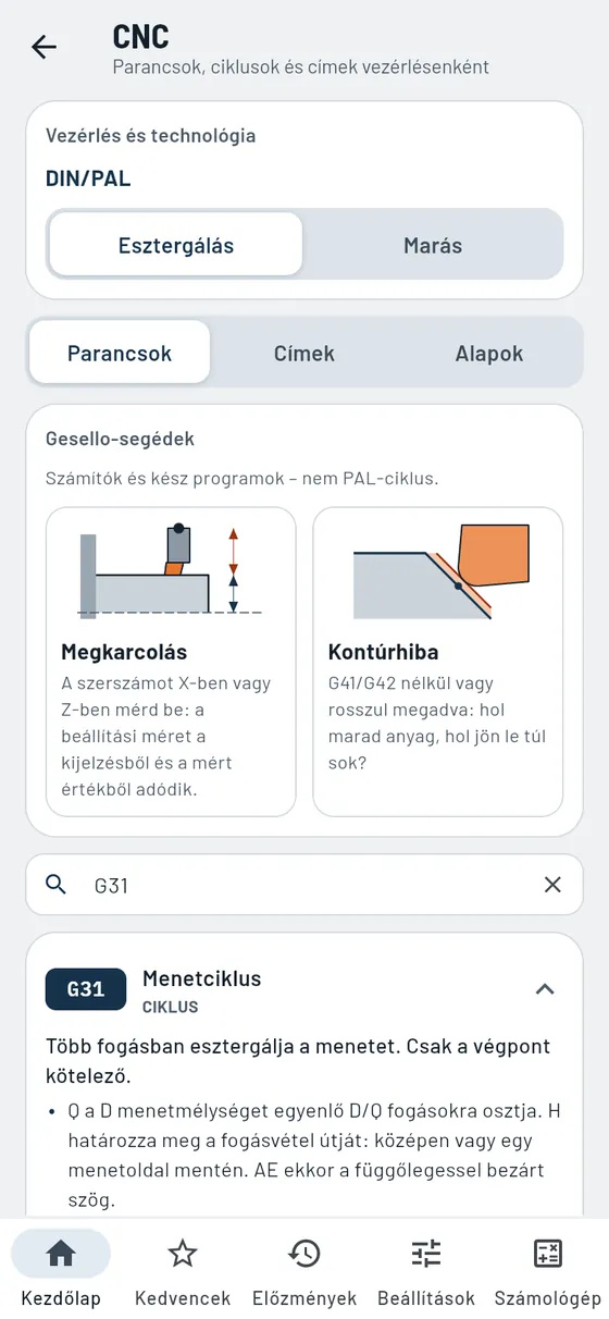 Gesello: CNC-ciklusok