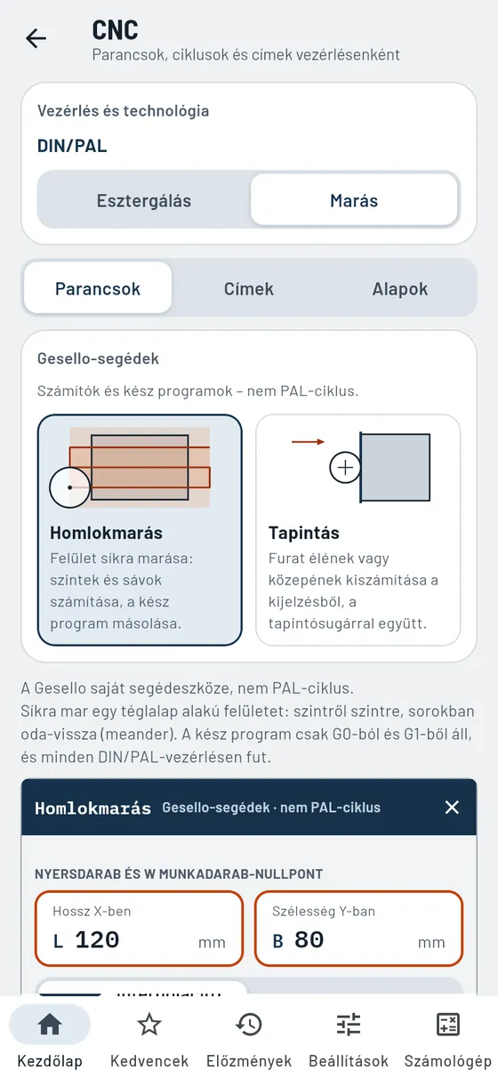 Gesello: CNC – segéd: homlokmarás