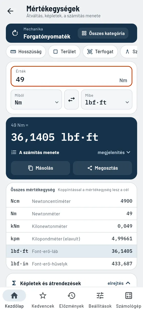 Gesello: Mértékegységek – Forgatónyomaték