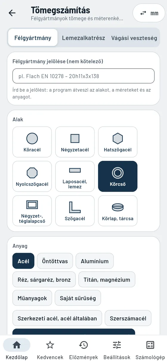 Gesello: Tömegszámítás – Korrózióálló acélcső