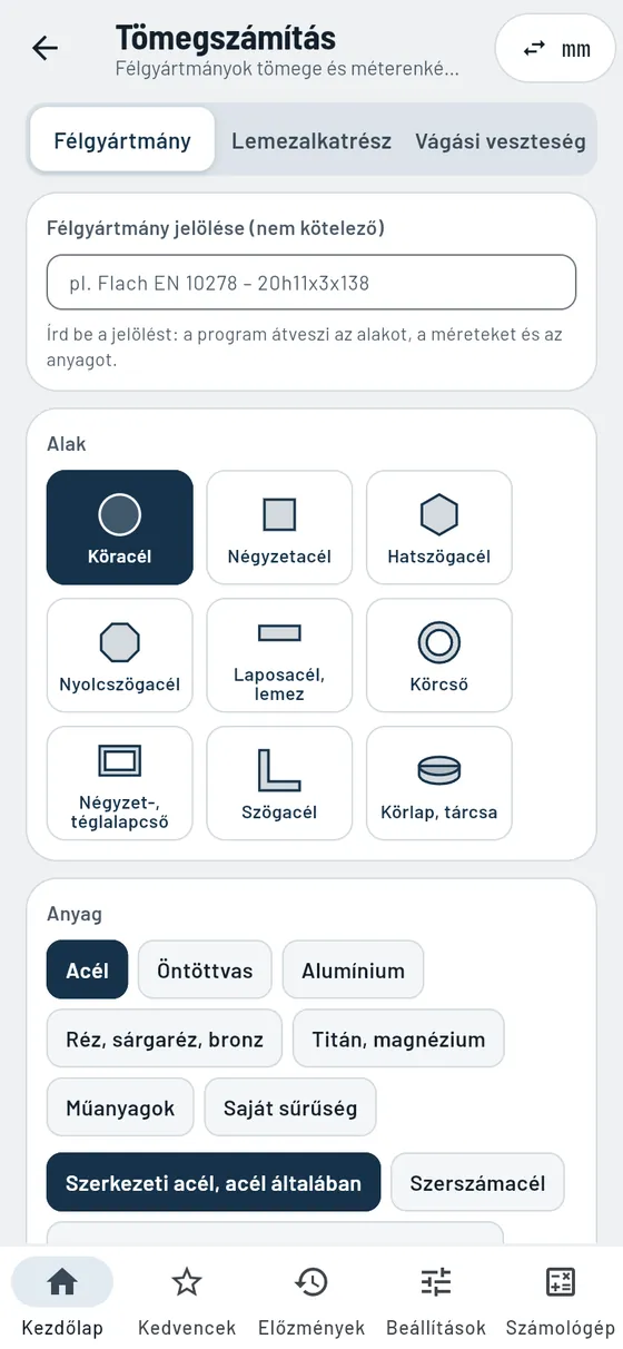 Gesello: Tömegszámítás – Köracél