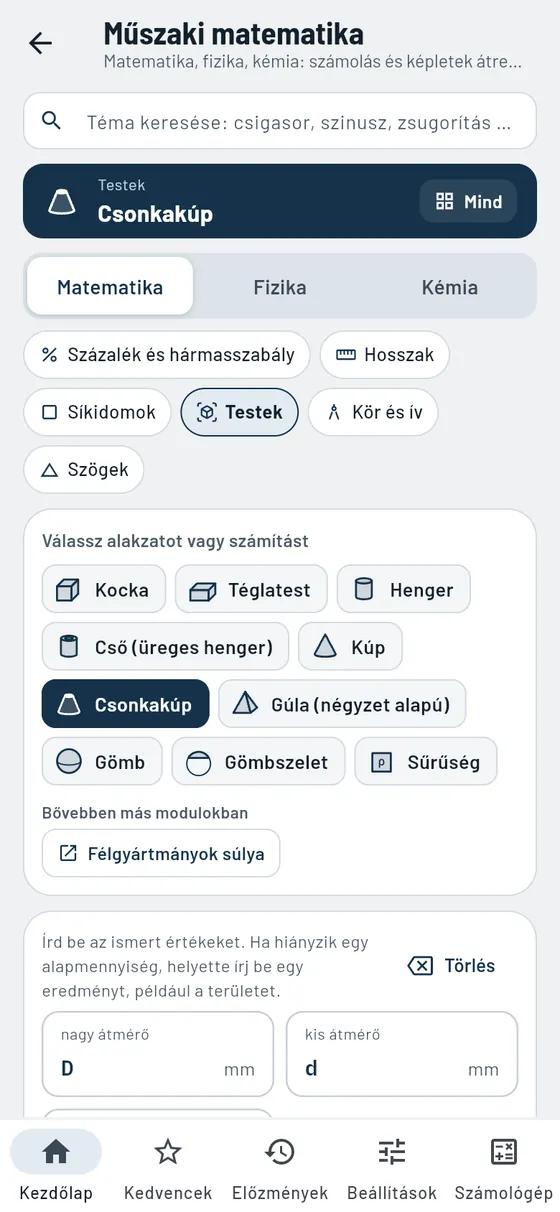 Gesello: Műszaki matematika – Testek számítása