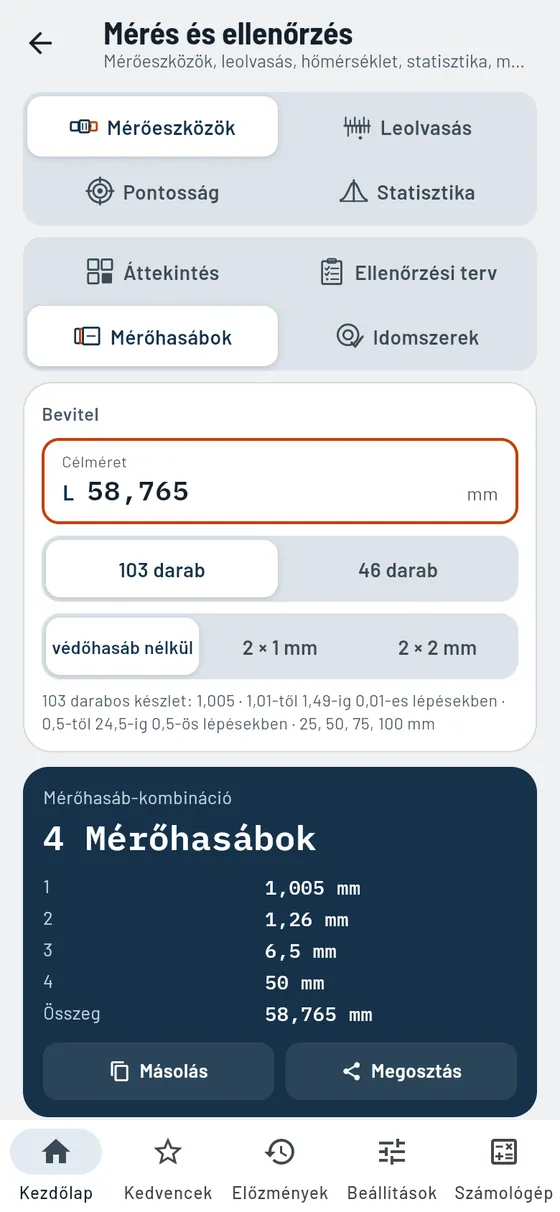 Gesello: mérés és ellenőrzés – mérőhasábok összeállítása