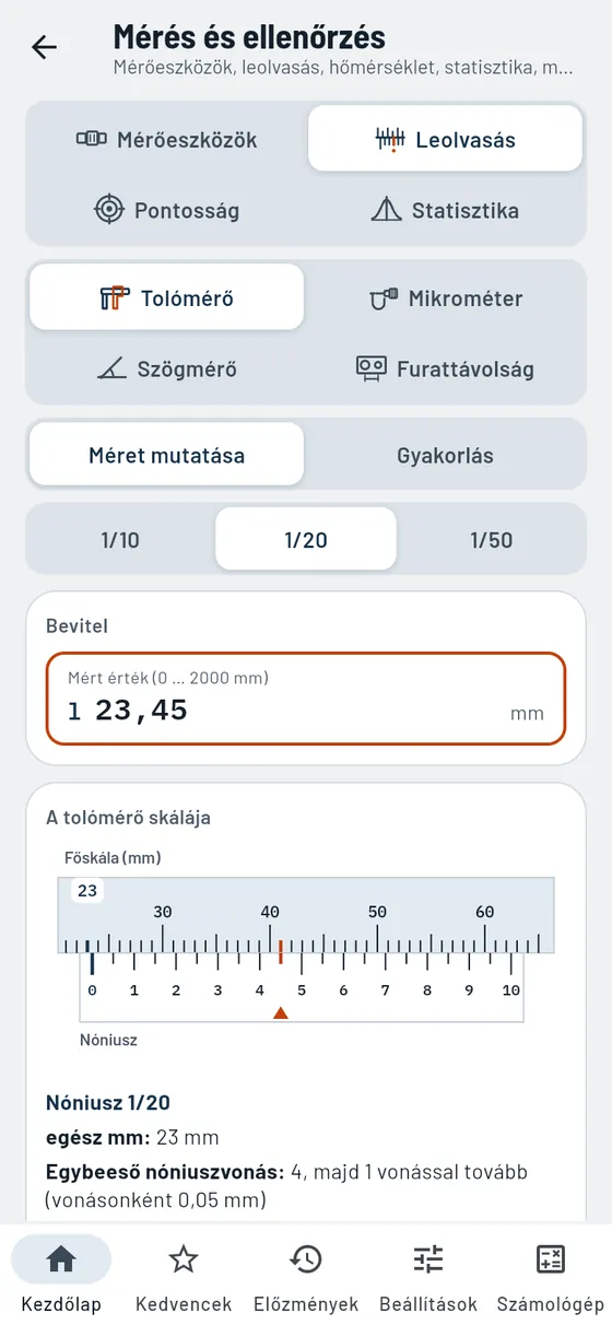 Gesello: mérés és ellenőrzés – tolómérő leolvasása