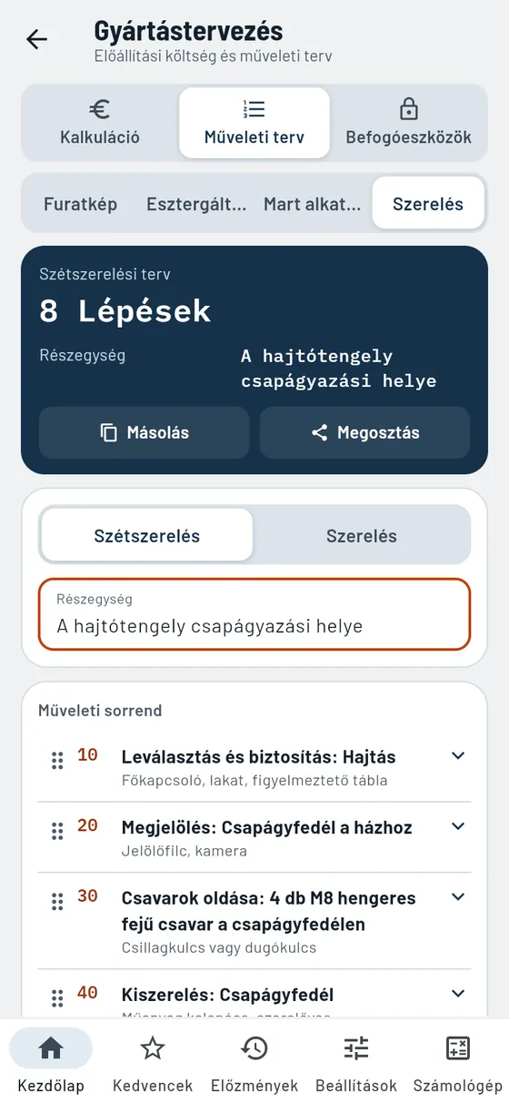 Gesello: Gyártástervezés – Szerelés