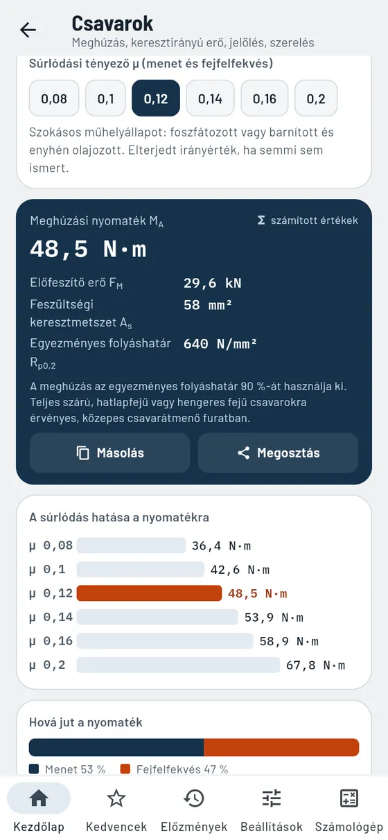 Gesello: csavarok – meghúzási nyomaték, M10 8.8