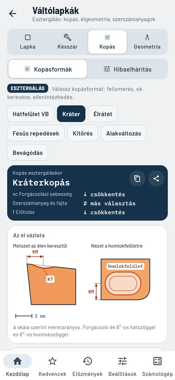 Gesello: váltólapkák – kopás felismerése