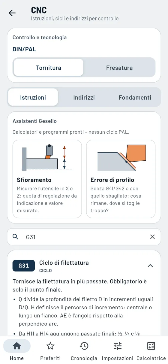 Gesello: cicli CNC