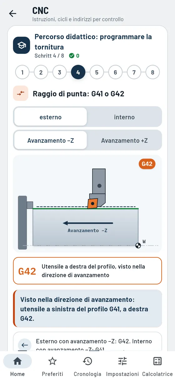 Gesello: CNC – percorso tornitura: G41 o G42