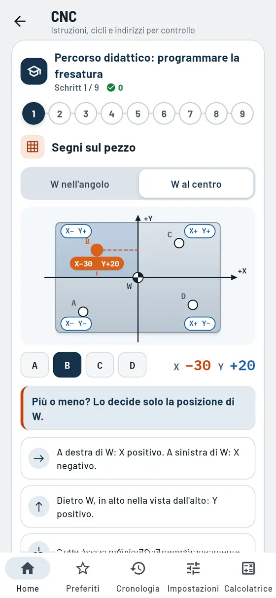 Gesello: percorso fresatura, segni sul pezzo con punti da toccare