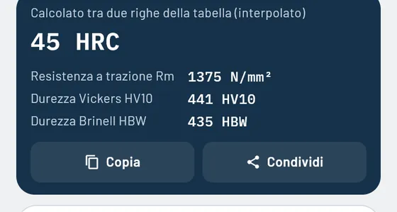 Ecco come appare in Gesello: Conversione durezze