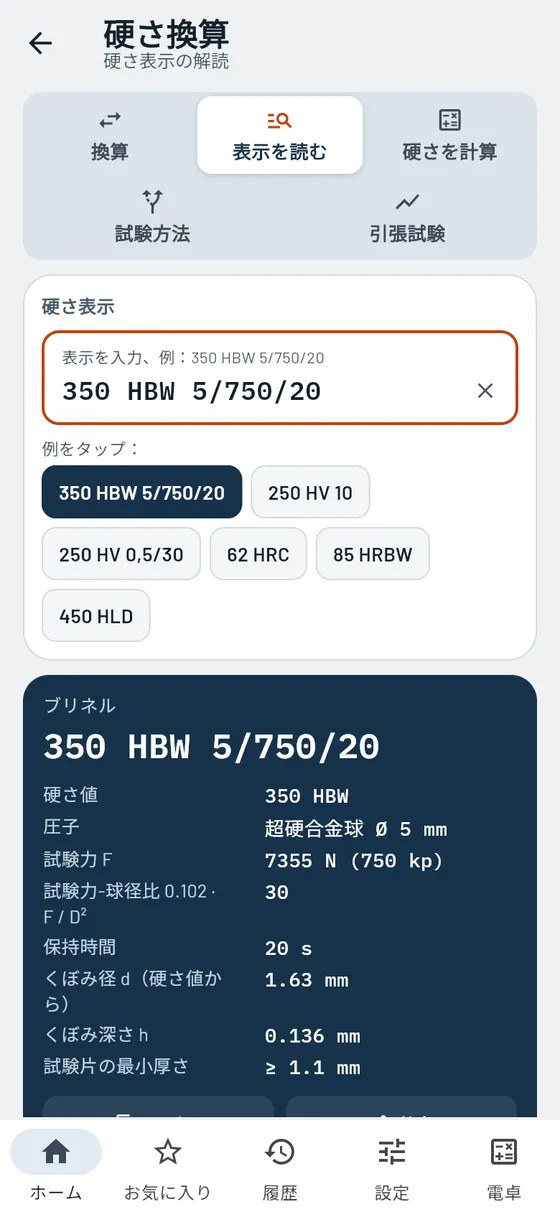 Gesello：硬さ換算 – 硬さ表示を読む