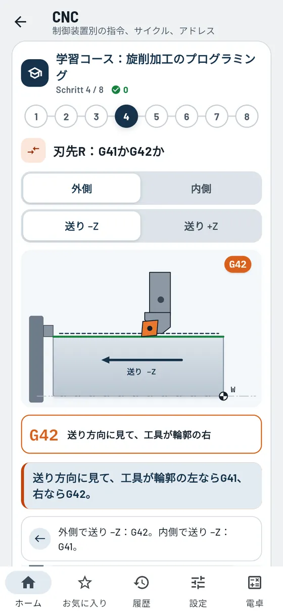 Gesello:CNC – 学習コース:旋削:G41かG42か