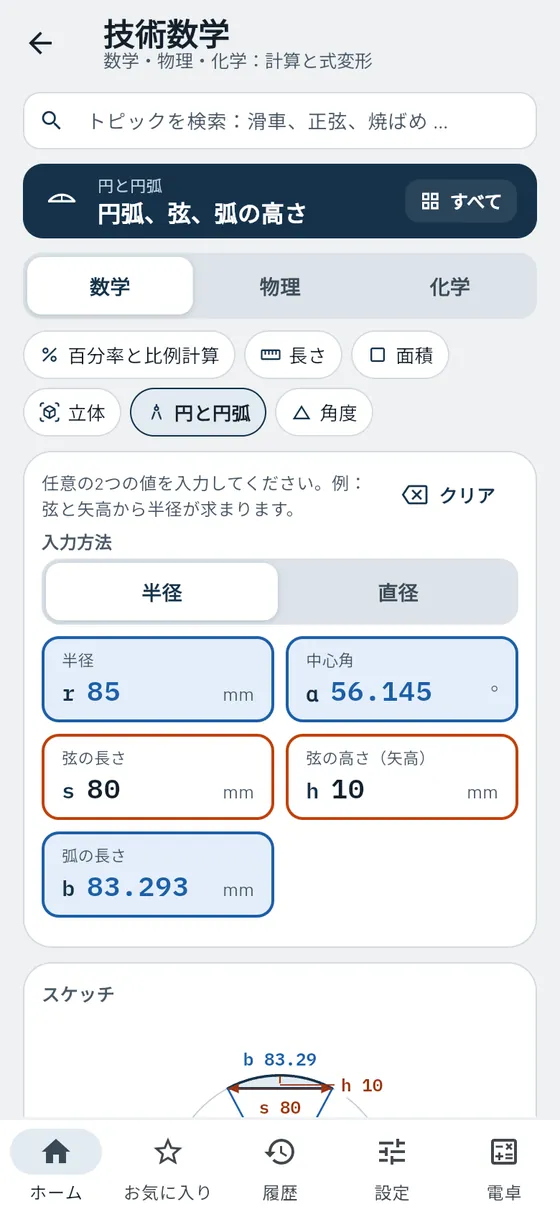 Gesello:技術数学 – 弧の長さ