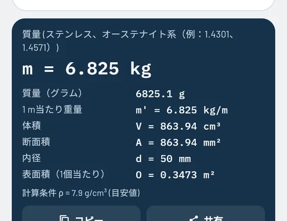 Gesello での表示例：重量