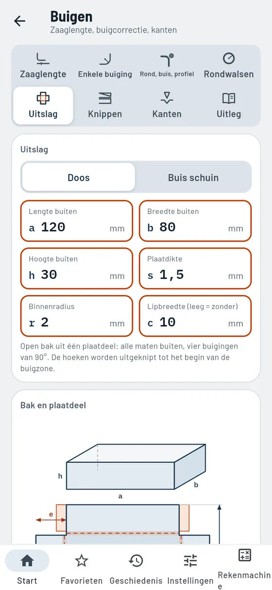 Gesello: buigen – uitslag bak