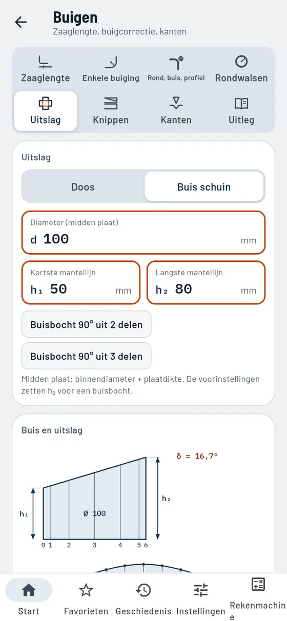 Gesello: buigen – buis schuin afgesneden
