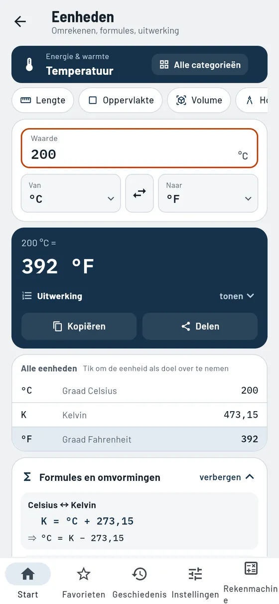 Gesello: eenheden – temperatuur