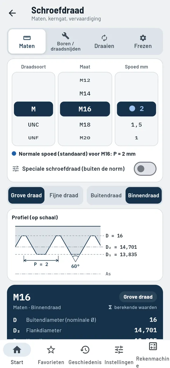 Gesello: schroefdraad – binnendraad en moer