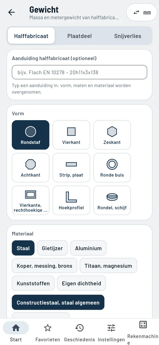 Gesello: gewichten – rond staal