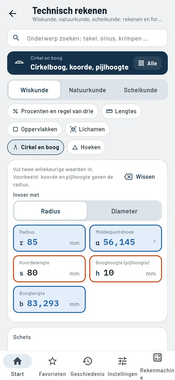 Gesello: technisch rekenen – booglengte
