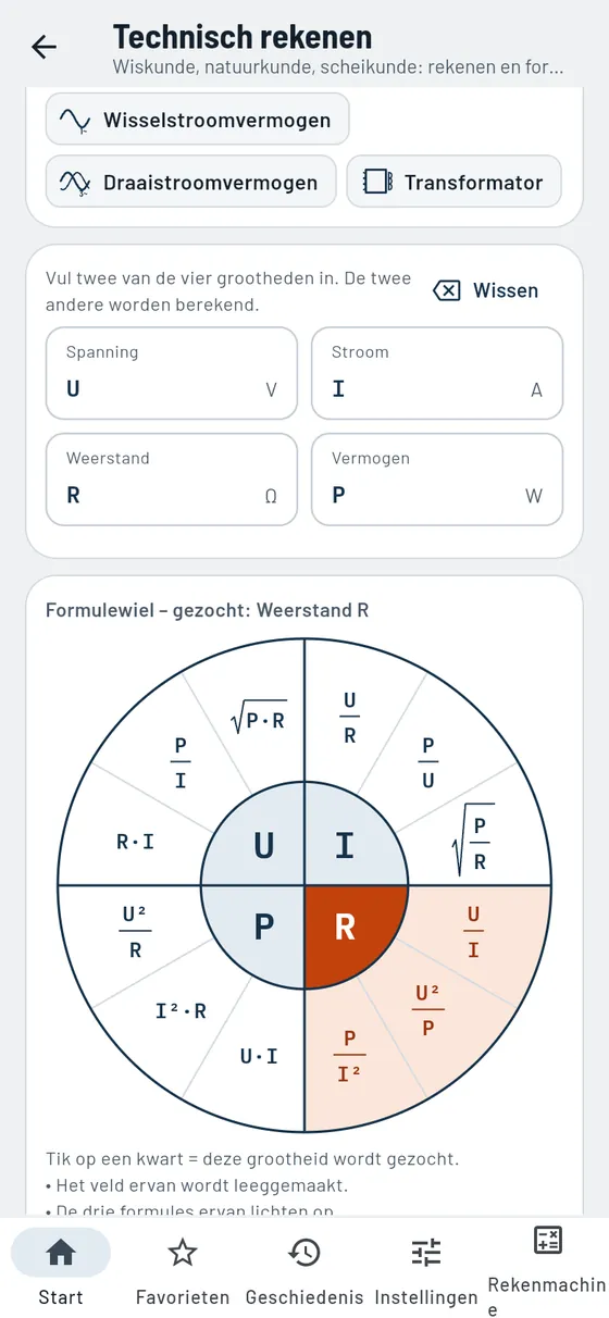 Gesello: formulewiel elektrotechniek in de formuleverzameling