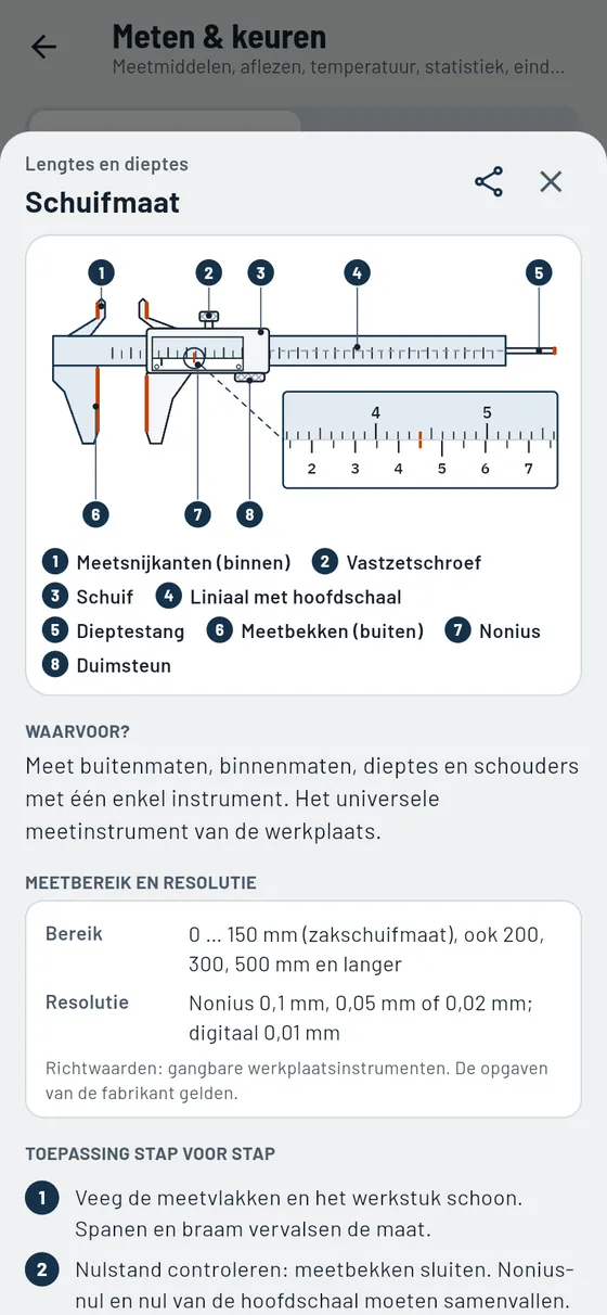 Gesello: meten & keuren – meetmiddel schuifmaat