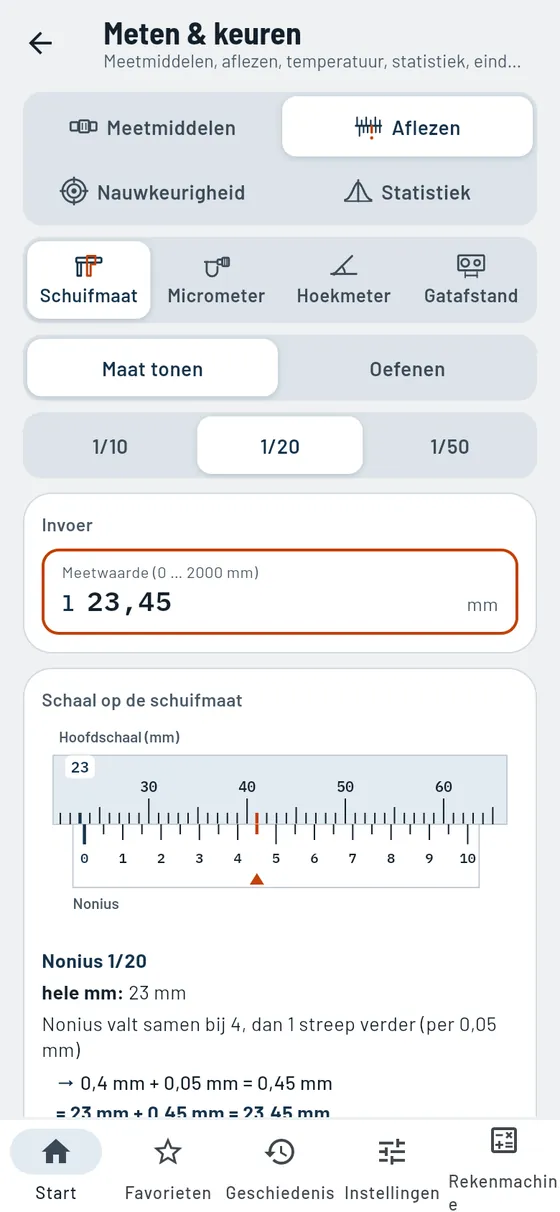 Gesello: meten & keuren – schuifmaat aflezen