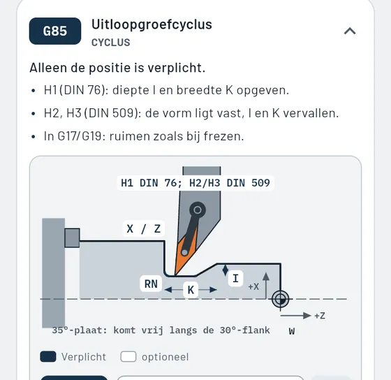 Zo ziet het eruit in Gesello: CNC
