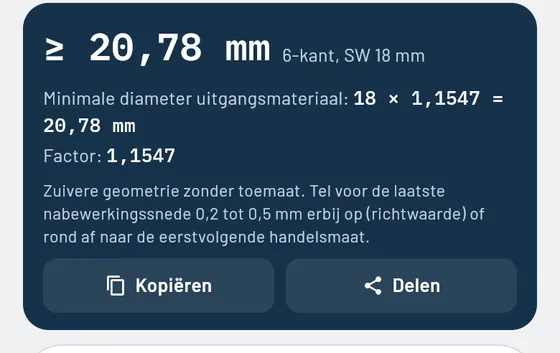 Zo ziet het eruit in Gesello: sleutelwijdtes