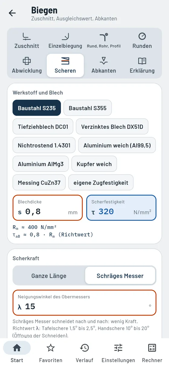 Gesello: Biegen – Scheren