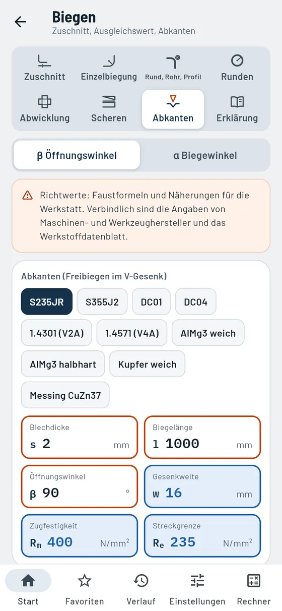 Gesello: Biegen – Abkanten