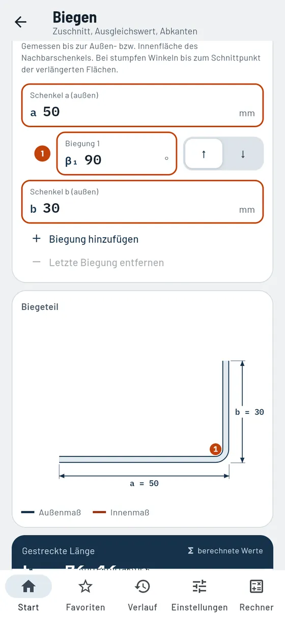 Gesello: Biegen – Zuschnitt Biegeteil
