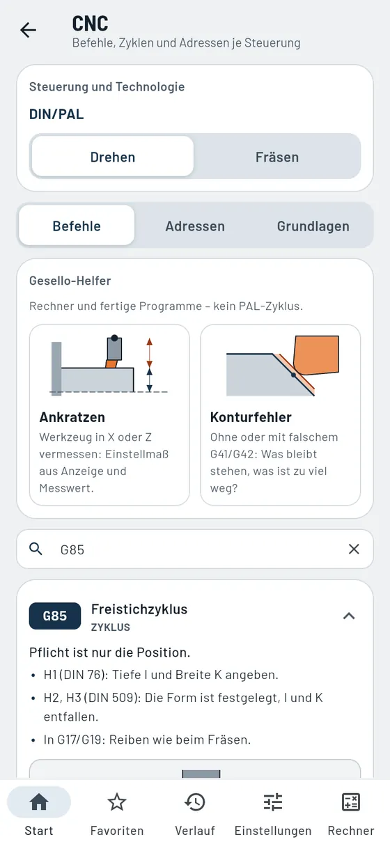 Gesello: CNC – Drehen: G85