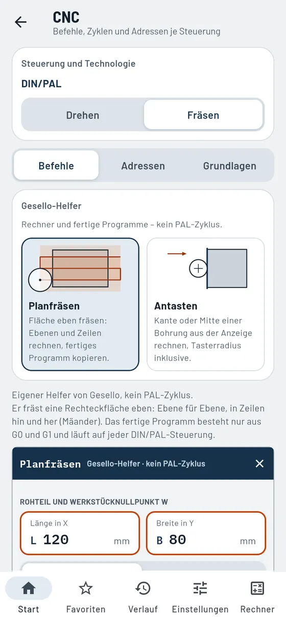 Gesello: CNC – Helfer: Planfräsen