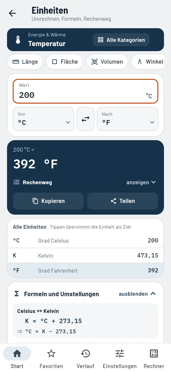 Gesello: Einheiten – Temperatur