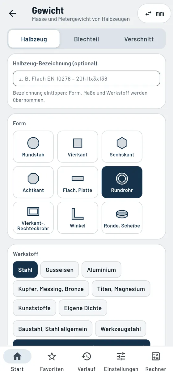Gesello: Gewichte – Rohr aus Edelstahl