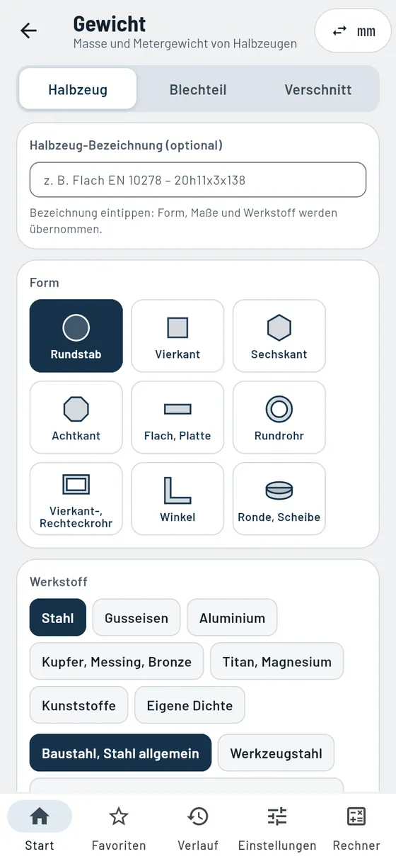 Gesello: Gewichte – Rundstahl