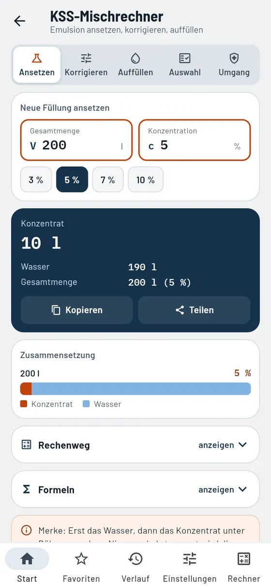 Gesello: Kühlschmierstoff – Neu ansetzen