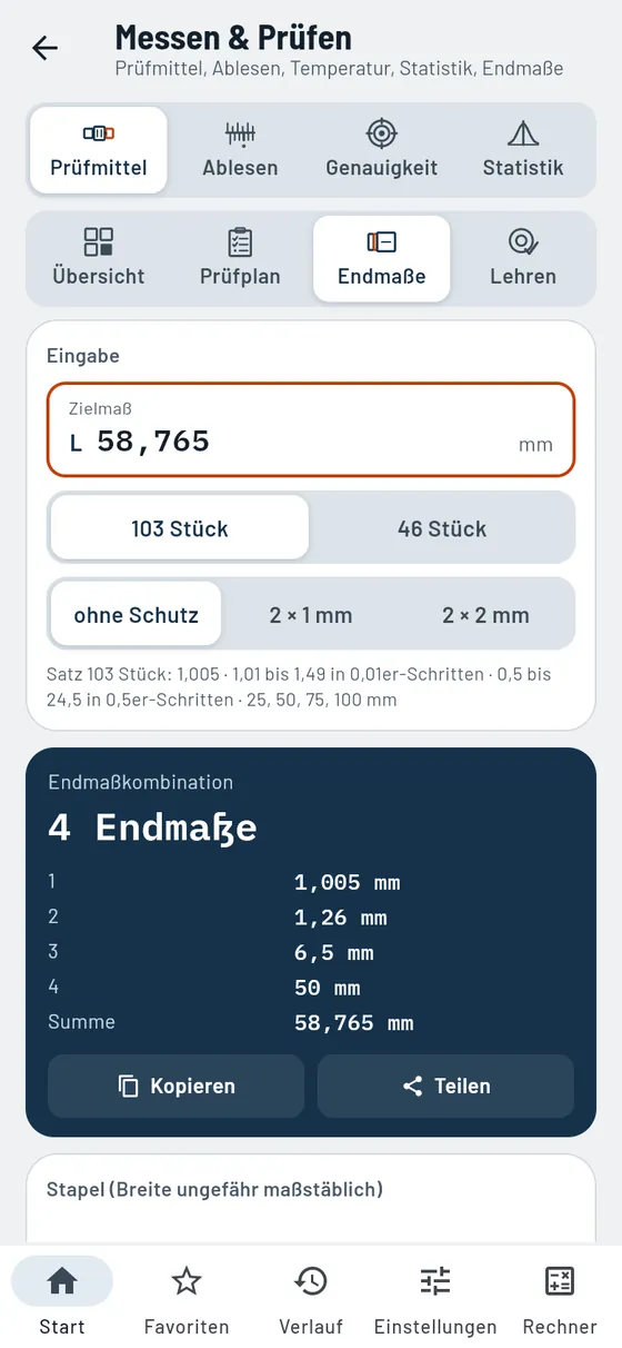 Gesello: Messen & Prüfen – Endmaße kombinieren